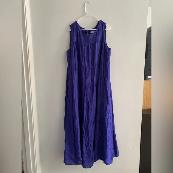 J. Jill Tiered Maxi Dress Royal Purple Spring Summer Flowy Women’s XL NWT - Picture 1 of 4